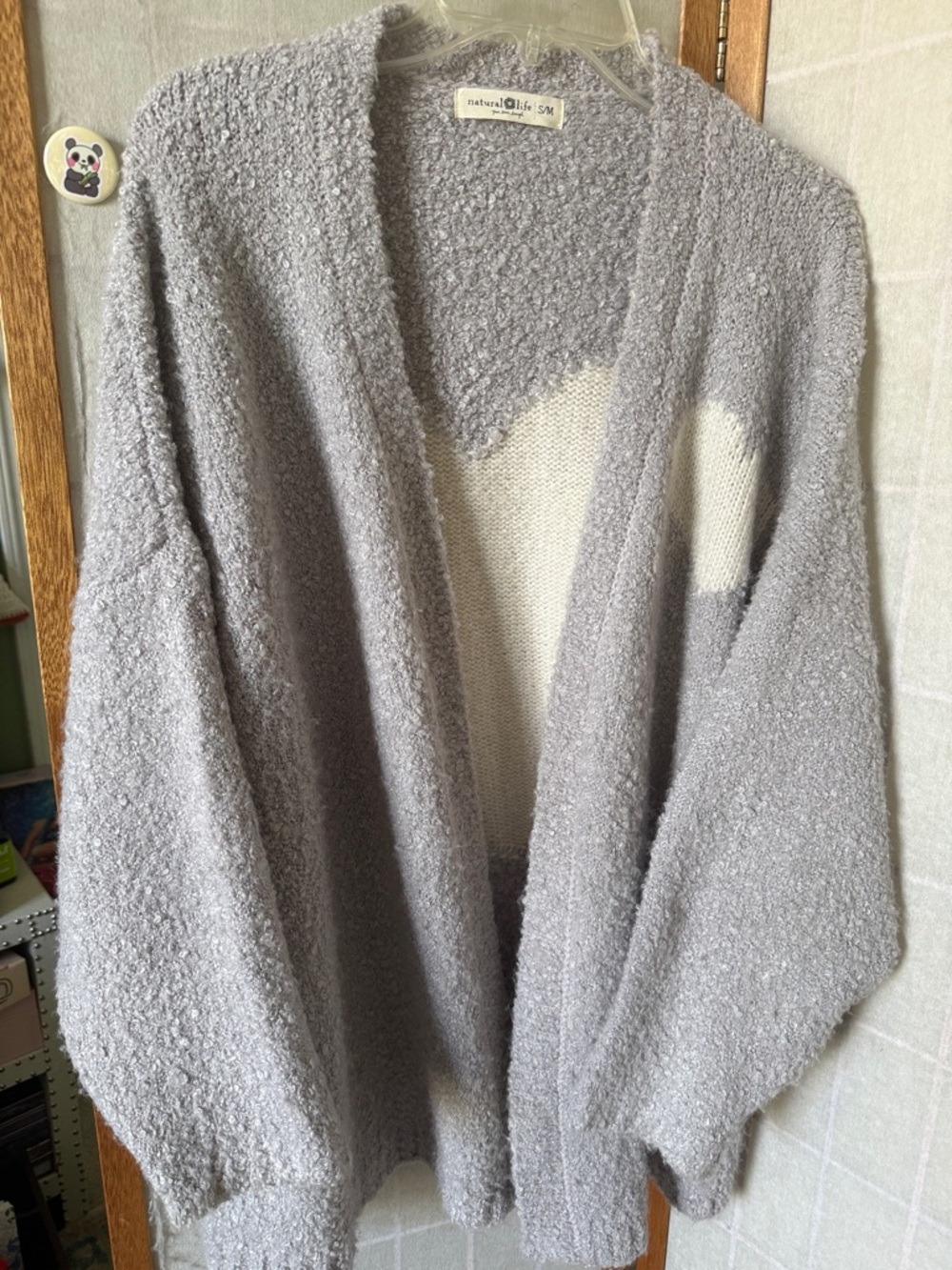Natural Life Gray Cozy Open-Front Women's Cardigan Sweater Oversized Fit S/M